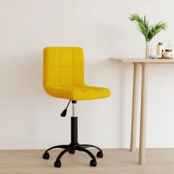 vidaXL Chaise pivotante de bureau Jaune moutarde Velours