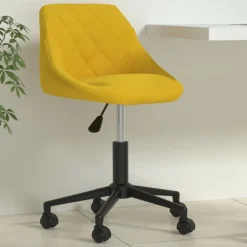vidaXL Chaise pivotante de bureau Jaune moutarde Velours