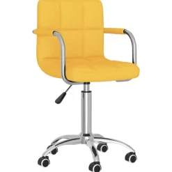 vidaXL Chaise pivotante de bureau Jaune moutarde Tissu