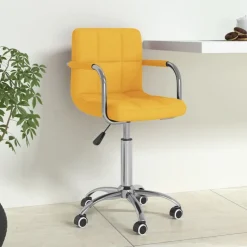 vidaXL Chaise pivotante de bureau Jaune moutarde Tissu