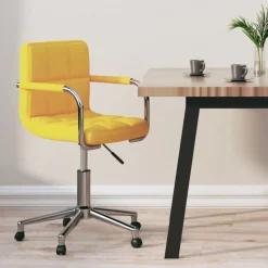 vidaXL Chaise pivotante de bureau Jaune moutarde Tissu