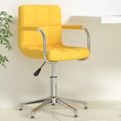 vidaXL Chaise pivotante de bureau Jaune moutarde Tissu