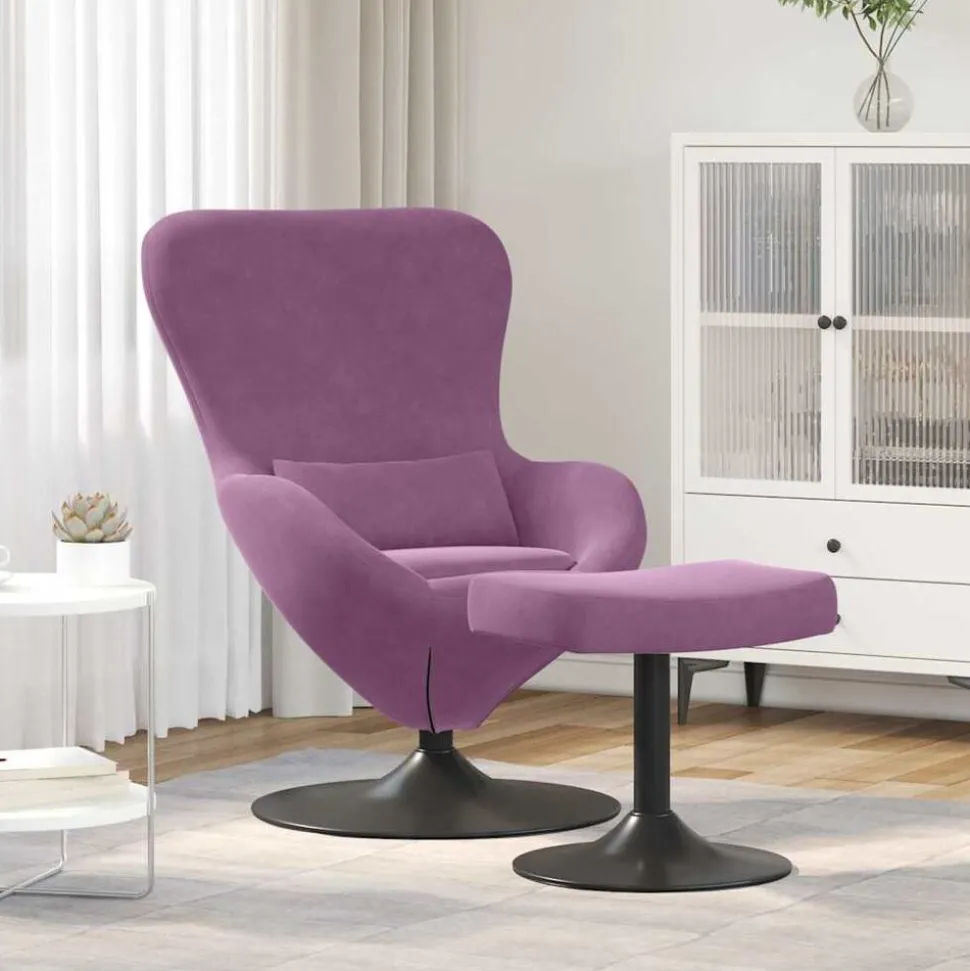 vidaXL Chaise Œuf avec Pouf Violet Velours