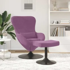 vidaXL Chaise Œuf avec Pouf Violet Velours