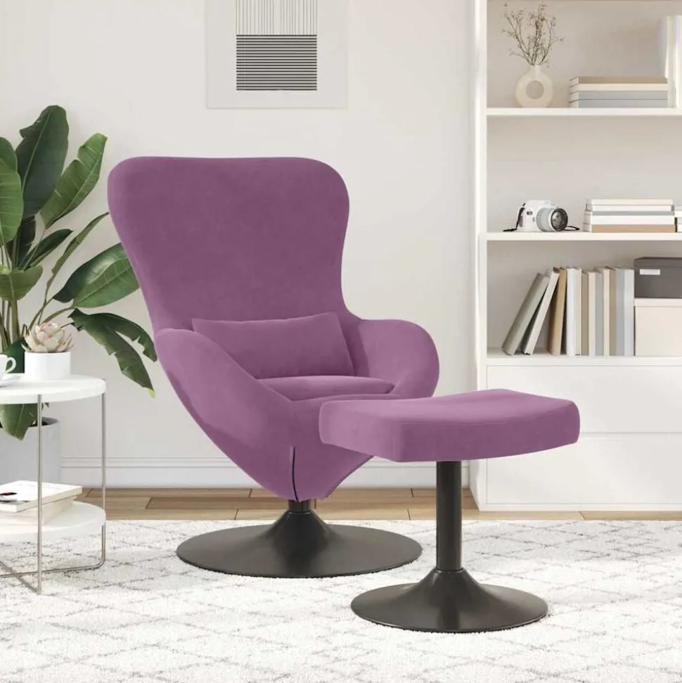 vidaXL Chaise Œuf avec Pouf Violet Velours
