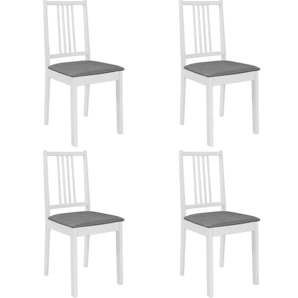 vidaXL Chaises à manger avec coussins lot de 4 blanc bois solide
