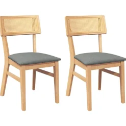vidaXL Chaises à manger coussins 2 pcs bois massif caoutchouc