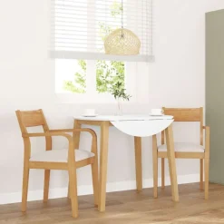 vidaXL Chaises à manger coussins 2 pcs naturel bois massif caoutchouc