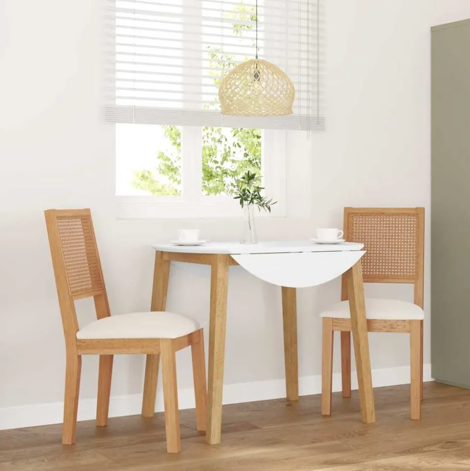 vidaXL Chaises à manger coussins 2 pcs bois massif caoutchouc