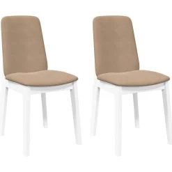 vidaXL Chaises à manger coussins 2 pcs blanc bois massif caoutchouc