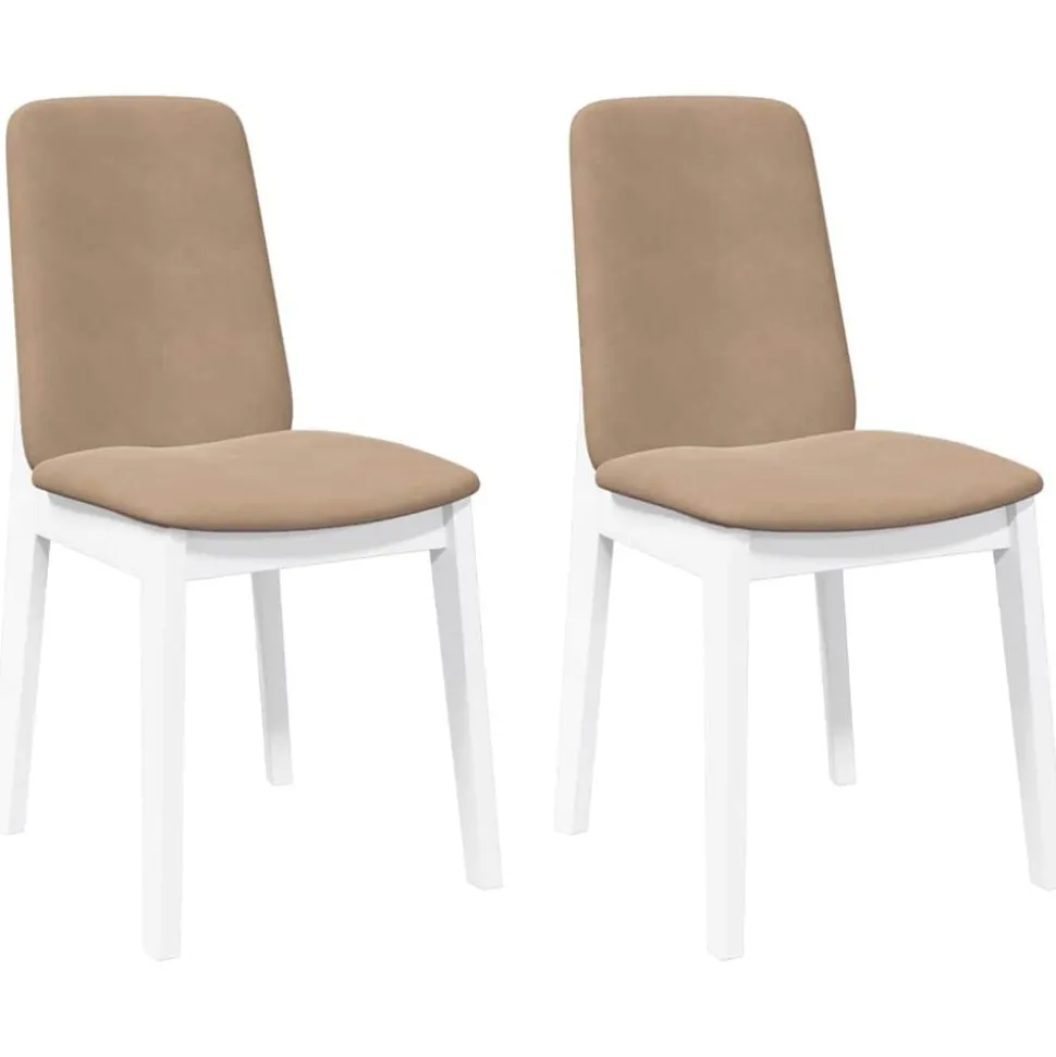 vidaXL Chaises à manger coussins 2 pcs blanc bois massif caoutchouc