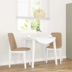 vidaXL Chaises à manger coussins 2 pcs blanc bois massif caoutchouc