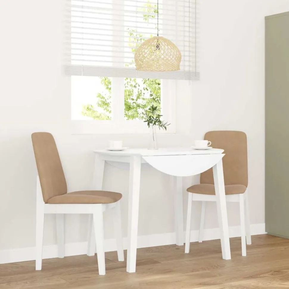 vidaXL Chaises à manger coussins 2 pcs blanc bois massif caoutchouc