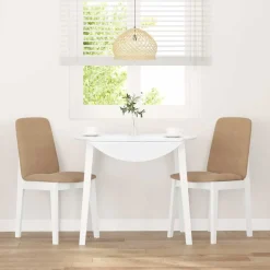 vidaXL Chaises à manger coussins 2 pcs blanc bois massif caoutchouc