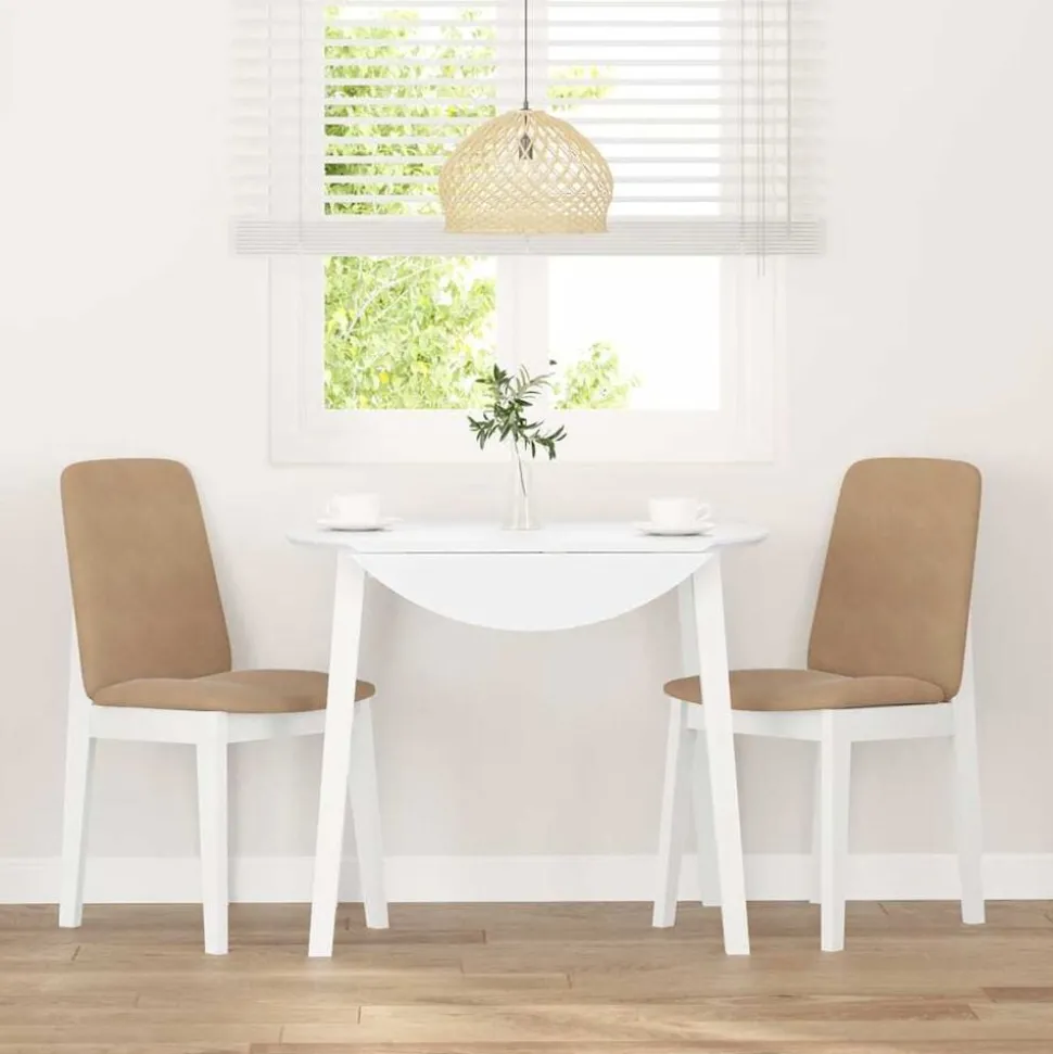 vidaXL Chaises à manger coussins 2 pcs blanc bois massif caoutchouc