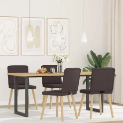 vidaXL Chaises à manger lot de 4 marron foncé tissu