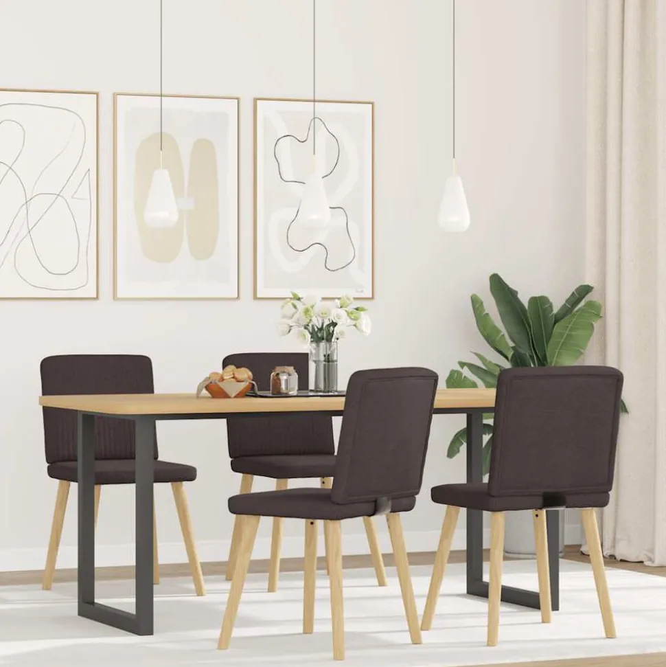 vidaXL Chaises à manger lot de 4 marron foncé tissu