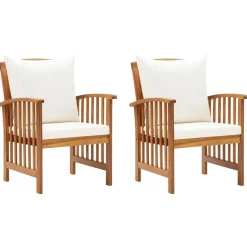 vidaXL Chaises de jardin avec coussins lot de 2 Bois d'acacia massif