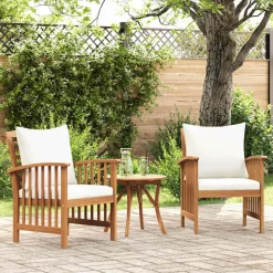 vidaXL Chaises de jardin avec coussins lot de 2 Bois d'acacia massif