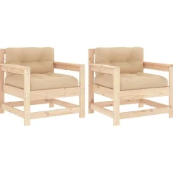 vidaXL Chaises de jardin avec coussins lot de 2 bois de pin massif