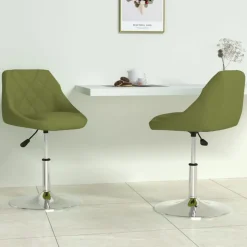 vidaXL Chaises pivotantes à manger lot de 2 vert clair velours