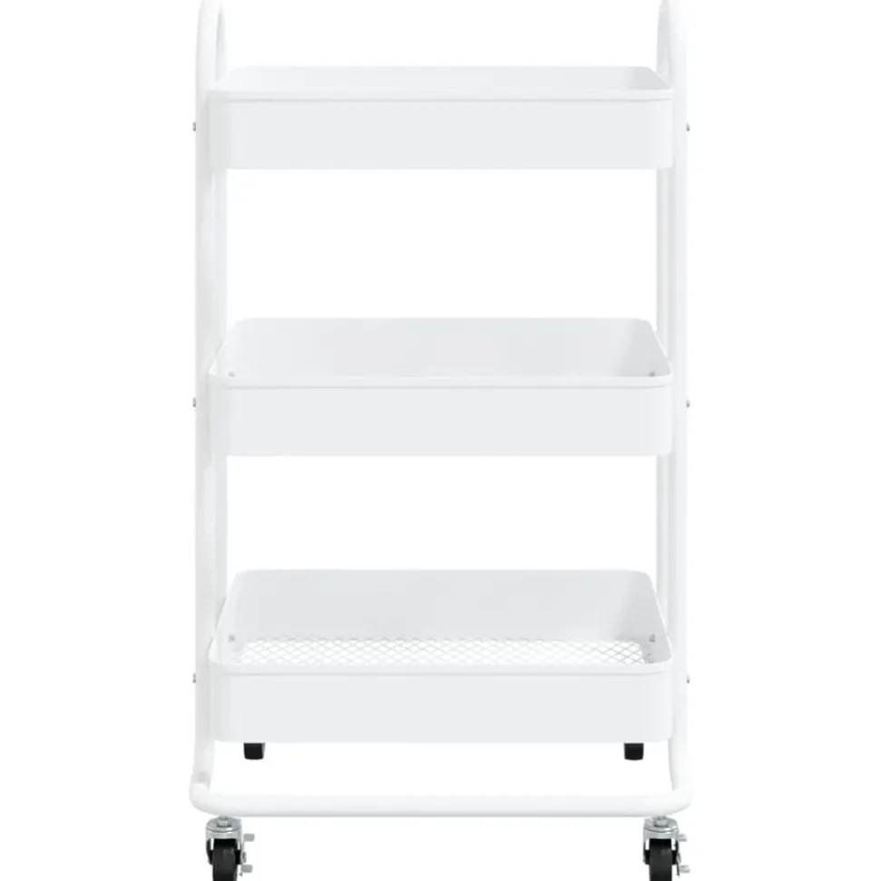 vidaXL Chariot à 3 niveaux Blanc 43x34x79 cm Acier