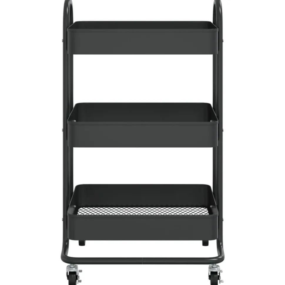 vidaXL Chariot à 3 niveaux Noir 43x34x79 cm Acier