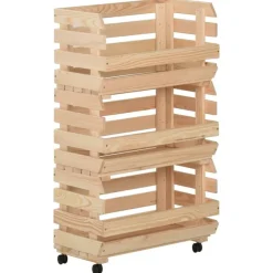 vidaXL Chariot à légumes 37x30x80 cm Bois de pin solide