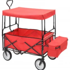 vidaXL Chariot à main pliable avec toit Acier Rouge