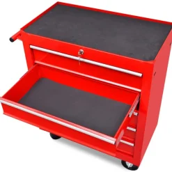 vidaXL Chariot à outils d'atelier avec 5 tiroirs Rouge