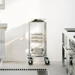 vidaXL Chariot à plateaux 6 bacs GN 39x55x87 cm acier inoxydable
