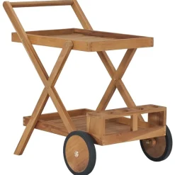 vidaXL Chariot à thé Bois de teck solide