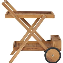 vidaXL Chariot à thé Bois de teck solide