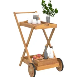 vidaXL Chariot à thé 54x87x90 cm bois massif d'acacia