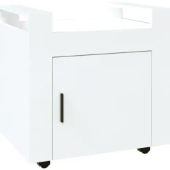 vidaXL Chariot de bureau Blanc brillant 60x45x60 cm Bois d'ingénierie