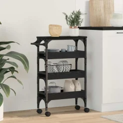 vidaXL Chariot de cuisine Chêne noir 53 x 20 x 76 cm Bois d'ingénierie