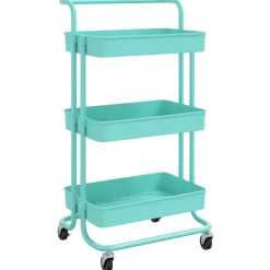 vidaXL Chariot de cuisine 3 niveaux Turquoise 42x35x85 cm Fer et ABS