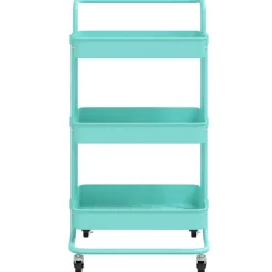 vidaXL Chariot de cuisine 3 niveaux Turquoise 42x35x85 cm Fer et ABS