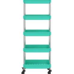 vidaXL Chariot de cuisine 5 niveaux Turquoise 42x29x128 cm Fer et ABS