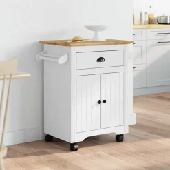 VidaXL Chariot de cuisine BODO blanc et marron 72x45x80 cm