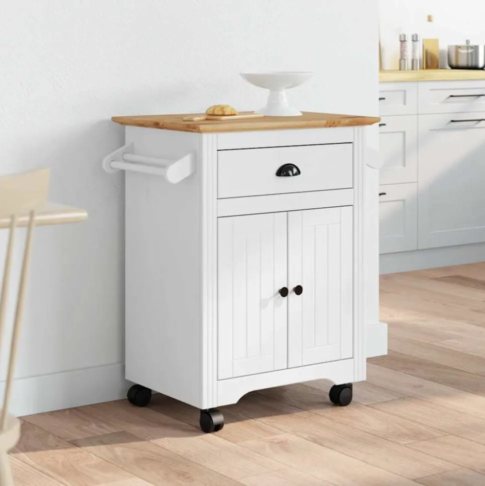 VidaXL Chariot de cuisine BODO blanc et marron 72x45x80 cm