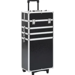 vidaXL Chariot de maquillage Aluminium Noir avec motif de crocodile