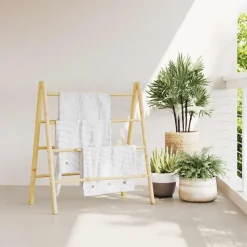vidaXL Échelle à serviettes double avec 4 échelons 90x50x100 cm bambou