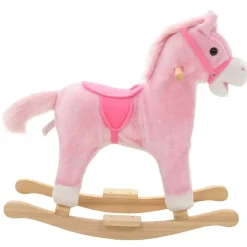 vidaXL Cheval à bascule Peluche 65x32x58 cm Rose