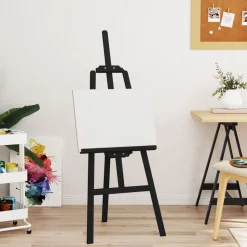 vidaXL Chevalet noir 53,5x95x127 cm bois de pin massif