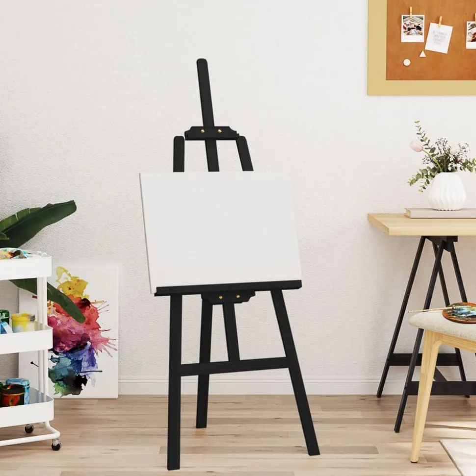 vidaXL Chevalet noir 53,5x95x127 cm bois de pin massif