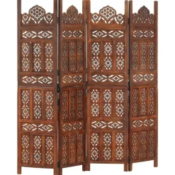 vidaXL Cloison de séparation 4 panneaux Marron 160x165cm Bois manguier