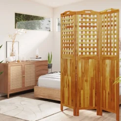 vidaXL Cloison de séparation 3 panneaux 121,5x2x180 cm Bois d'acacia