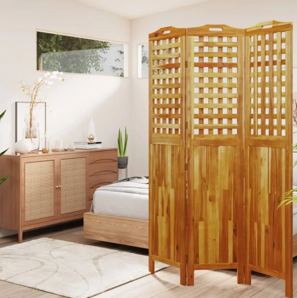 vidaXL Cloison de séparation 3 panneaux 121,5x2x180 cm Bois d'acacia