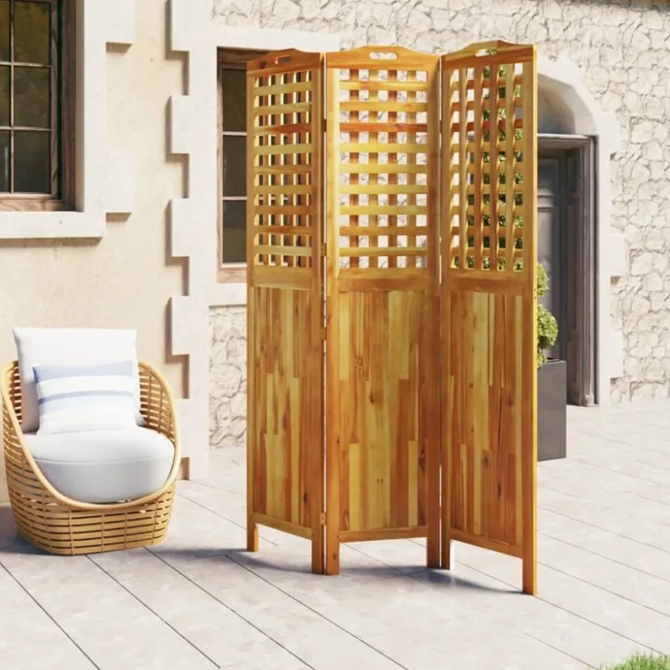 vidaXL Cloison de séparation 3 panneaux 121,5x2x180 cm Bois d'acacia